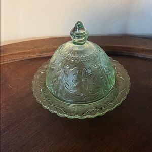 Tiara Chantilly Glass Butter Dish with Lid